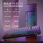 AULA F98 Mechanical Keyboard RGB, Tri-Mode Bluetooth/2.4G/USB-C Hot Swappable 99 Keys Custom Gaming Keyboard, Pre-lubed Linear Switches Gasket-Mount Creamy Sound w/Number Pad for PC Xbox PS5 MAC