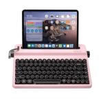 YUNZII QL75 Wireless Typewriter Hot Swap Retro Mechanical Keyboard,Punk Round Keycaps,RGB Backlit QMK/VIA Programmable,Multi-Device Keyboard with 2.4GHz/Type-C/BT5.0 (Pink, Cocoa Cream V2 Switch)