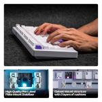 EPOMAKER Galaxy100 QMK/VIA Wireless Mechanical Keyboard with 8000mAh Battery and Numpad, CNC Aluminum, Full Size Gaming Keyboard, USB-C/BT5.0/2.4Ghz (White Purple, Marble White Switch)