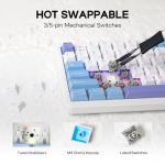 EPOMAKER Aula F108 Wireless Gaming Keyboard, Full Size Mechanical Keyboard with 4000mAh Battery, 108 Hot-Swappable and Programmable Keys, RGB Backlight, for Mac/PC/Android (White&Blue)