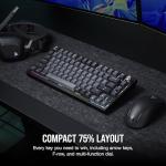Corsair K65 Plus Wireless 75% RGB Mechanical Gaming Keyboard – Pre-Lubricated MLX Red Linear Switches – PBT Dye-Sub Keycaps – PC, Mac, PS5, PS4, Xbox, iPad – QWERTY NA – Black/Gray