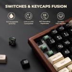 GLENCREAG WK84 USB-C Wired Wooden Mechanical Keyboard, 75% Layout 84 Keys, RGB Backlit, Hot-Swappable Green Switches, QMK/VIA Programmable, for Gaming & Typing