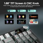 RedThunder K95 Wireless Mechanical Keyboard,TFT Screen & Knob, Trip-Modes Connection, Gasket Custom Hot-Swap Keyboard, RGB Backlit, Pre-lubed Linear Switches, Side Printed PBT Keycaps, Gray Gradient