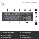Logitech MX Mechanical Wireless Illuminated Performance Keyboard, Tactile Quiet Switches, Backlit Keys, Bluetooth, USB-C, macOS, Windows, Linux, iOS, Android, Metal (Renewed)