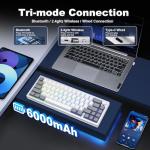 YUNZII AL68 Wireless Mechanical Keyboard,Full Aluminum CNC,60% Layout with Knob, QMK/VIA Software,Gasket Mounted,Hot Swappable,RGB Backlit,BT/2.4G/USB-C for Mac/Win (Silver, Gateron Zero)