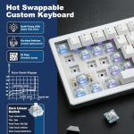 YUNZII AL68 Wireless Mechanical Keyboard,Full Aluminum CNC,60% Layout with Knob, QMK/VIA Software,Gasket Mounted,Hot Swappable,RGB Backlit,BT/2.4G/USB-C for Mac/Win (Silver, Gateron Zero)