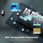 RedThunder K95 Wireless Mechanical Keyboard,TFT Screen & Knob, Trip-Modes Connection, Gasket Custom Hot-Swap Keyboard, RGB Backlit, Pre-lubed Linear Switches, Side Printed PBT Keycaps, Gray Gradient