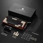 GLENCREAG WK84 USB-C Wired Wooden Mechanical Keyboard, 75% Layout 84 Keys, RGB Backlit, Hot-Swappable Green Switches, QMK/VIA Programmable, for Gaming & Typing