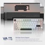 Womier RD75 Pro 75% Keyboard, Quick Release Wireless Aluminum Gaming Keyboard, QMK/VIA Tri-Mode Mechanical Key Board Custom Hot Swappable with RGB Creamy for Windows/Mac/PC - Silver