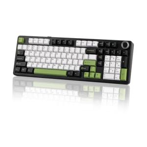 EPOMAKER X Aula F99 PRO Wireless Gaming Keyboard with 8000mAh Battery, Hot Swappable Creamy Keyboard, 2.4GHz/Type-C/BT5.0, NKRO, RGB Backlit for Win/Mac/Gaming (Black&White&Green)