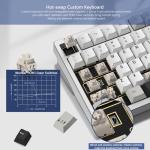 Womier RD75 Pro 75% Keyboard, Quick Release Wireless Aluminum Gaming Keyboard, QMK/VIA Tri-Mode Mechanical Key Board Custom Hot Swappable with RGB Creamy for Windows/Mac/PC - Silver