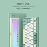 Womier SK75 75% Keyboard with Full Aluminum Wireless Mechanical Gaming Keyboard, VIA Custom Pre-lubed POM Switches RGB Creamy Gaming Key Board, 3-Modes Gasket Hot Swappable, Green