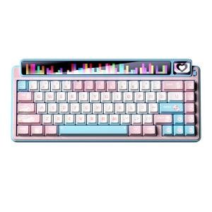 x Aula AMG65 Mechanical Gaming Keyboard w/Dual Screen, 65% Wireless Small Custom Keyboard RGB,Bluetooth/2.4G/Wired, Rapid Trigger, Hot Swappable for Windows Laptop PC Mac - Pink/Blue