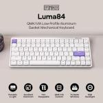 EPOMAKER Luma84 Low Profile Aluminum Mechanical Keyboard, QMK/VIA Programmable, Tri-Mode Wireless, Win/MAC/Linux Compatible, RGB Backlight (White&Purple, Gateron Low-Profile Brown Switch)