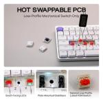 EPOMAKER Luma84 Low Profile Aluminum Mechanical Keyboard, QMK/VIA Programmable, Tri-Mode Wireless, Win/MAC/Linux Compatible, RGB Backlight (White&Purple, Gateron Low-Profile Brown Switch)