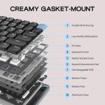 EPOMAKER Luma84 Low Profile Aluminum Mechanical Keyboard, QMK/VIA Programmable, Tri-Mode Wireless, Win/MAC/Linux Compatible, RGB Backlight (White&Purple, Gateron Low-Profile Brown Switch)