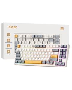 Kisnt Wireless Mechanical Keyboard,Gasket Mounted with Creamy Sound,Bluetooth/2.4GHz/USB-C,Custom Hot Swappable,RGB Backlit,75% Compact Layout for Gaming/Typing/Win/Mac/PC (Retro Beige,Linear Switch)