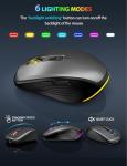 SABLUTE Wireless Keyboard and Mouse Combo Backlit - Compact Quiet Keyboard with RGB Mouse, Rechargeable, Slim, Sleep Mode, Portable Cordless Keyboard Mouse Set for Mac, Windows, Laptop (Space Gray)