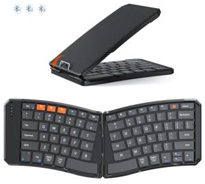 MEETION Ergonomic Foldable Keyboard, Split Portable Compact Bluetooth Keyboard for Business Travel, Ultra-Thin Folding Rechargeable Wireless Keyboards for iOS Android Windows Mac Tablet PC Smartphone