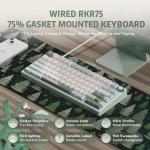 RK ROYAL KLUDGE R75 Mechanical Keyboard Wired with Volume Knob, 75% Keyboard Gasket Mounted, Hot Swappable, Creamy Sound, MDA Profile, PBT Keycaps