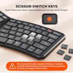 MEETION Ergonomic Foldable Keyboard, Split Portable Compact Bluetooth Keyboard for Business Travel, Ultra-Thin Folding Rechargeable Wireless Keyboards for iOS Android Windows Mac Tablet PC Smartphone