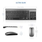 Wireless Keyboard and Mouse Ultra Slim Combo, TopMate 2.4G Silent Compact USB 2400DPI Mouse and Scissor Switch Keyboard Set with Cover, 2 AA and 2 AAA Batteries, for PC/Laptop/Windows/Mac - Gray Black