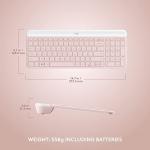 Logitech MK470 Slim Wireless Keyboard and Mouse Combo - Modern Compact Layout, Ultra Quiet, 2.4 GHz USB Receiver, Plug n' Play Connectivity, Compatible with Windows - Rose