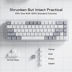 Redragon K631 Gery 65% Wired RGB Gaming Keyboard, 68 Keys Compact Mechanical Keyboard w/100% Hot-Swap Socket, Free-Mod Plate Mounted PCB & Dedicated Arrow Keys, Quiet Red Switch