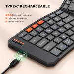 MEETION Ergonomic Foldable Keyboard, Split Portable Compact Bluetooth Keyboard for Business Travel, Ultra-Thin Folding Rechargeable Wireless Keyboards for iOS Android Windows Mac Tablet PC Smartphone