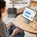 MEETION Ergonomic Foldable Keyboard, Split Portable Compact Bluetooth Keyboard for Business Travel, Ultra-Thin Folding Rechargeable Wireless Keyboards for iOS Android Windows Mac Tablet PC Smartphone