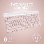 Logitech K585 Multi-Device Slim Wireless Keyboard, Built-in Cradle for Device; for Laptop, Tablet, Desktop, Smartphone, Win/Mac, Bluetooth/Receiver, Compact, Easy Switch, 24 Month Battery - Rose