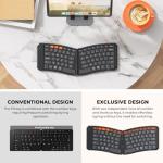 MEETION Ergonomic Foldable Keyboard, Split Portable Compact Bluetooth Keyboard for Business Travel, Ultra-Thin Folding Rechargeable Wireless Keyboards for iOS Android Windows Mac Tablet PC Smartphone