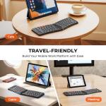 MEETION Ergonomic Foldable Keyboard, Split Portable Compact Bluetooth Keyboard for Business Travel, Ultra-Thin Folding Rechargeable Wireless Keyboards for iOS Android Windows Mac Tablet PC Smartphone