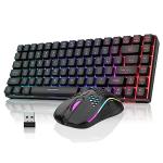 RedThunder K84 Wireless Keyboard and Mouse Combo, Rainbow Backlit Rechargeable Battery, 75% Layout TKL Ultra Compact Gaming Keyboard & Lightweight 3200 DPI Honeycomb Optical Mouse (Black)