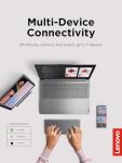 Lenovo Multi-Device Wireless Bluetooth Keyboard, Connect Up to 3 Devices Simultaneously, Compatible with iOS, Android, Windows, Slim Profile, Rechargeable, 60-Hour Battery Life, Iron Grey