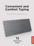 Lenovo Multi-Device Wireless Bluetooth Keyboard, Connect Up to 3 Devices Simultaneously, Compatible with iOS, Android, Windows, Slim Profile, Rechargeable, 60-Hour Battery Life, Iron Grey