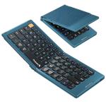 ProtoArc Foldable Compact Keyboard, XK04 Portable Bluetooth Keyboard with PU Leather Cover, Pocket-Sized Wireless Travel Keyboards for iPad, iPhone, Smartphone, Tablet and Laptop - Blue