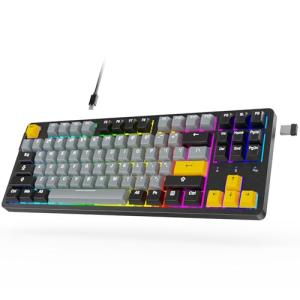 ARZOPA Wireless Mechanical Gaming Keyboard, 87 Keys RGB Backlit Gasket Mount PC Gaming, Compact Hot-Swappable Mechanical Keyboard, Sound Absorbing Pads, Custom Switch-K87