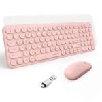 Wireless Keyboard and Mouse Combo 2.4GHz USB Ultra-Thin Cute Cordless Compact-Sized Silent Retro Computer Keyboard & Mouse Set for Office PC Computer,Laptop,Windows,Mac,Microsoft,Tablets(Peach Pink)