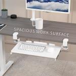 VIVO Small Keyboard Tray, Under Desk Pull Out with Extra Sturdy C Clamp Mount System, 20 (26 Including Clamps) x 11 inch Slide-Out Computer Platform Drawer, White, MOUNT-KB05ES-W