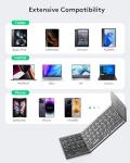 Samsers Foldable Bluetooth Keyboard with Touchpad, Portable Wireless Keyboard with Stand Holder, Rechargeable Full Size Ultra Slim Pocket Folding Keyboards for Android Windows IOS Tablet & Laptop-Gray