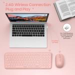 Wireless Keyboard and Mouse Combo 2.4GHz USB Ultra-Thin Cute Cordless Compact-Sized Silent Retro Computer Keyboard & Mouse Set for Office PC Computer,Laptop,Windows,Mac,Microsoft,Tablets(Peach Pink)
