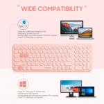 Wireless Keyboard and Mouse Combo 2.4GHz USB Ultra-Thin Cute Cordless Compact-Sized Silent Retro Computer Keyboard & Mouse Set for Office PC Computer,Laptop,Windows,Mac,Microsoft,Tablets(Peach Pink)