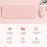 Wireless Keyboard and Mouse Combo 2.4GHz USB Ultra-Thin Cute Cordless Compact-Sized Silent Retro Computer Keyboard & Mouse Set for Office PC Computer,Laptop,Windows,Mac,Microsoft,Tablets(Peach Pink)