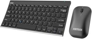 Arteck Bluetooth Keyboard and Mouse Combo Ultra Compact Slim Stainless Full Size Keyboard and Ergonomic Mice for Computer/Desktop/PC/Laptop/Surface and Windows 10/8/7 Built in Rechargeable Battery