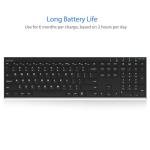 Arteck 2.4G Wireless Keyboard Stainless Steel Ultra Slim Full Size Keyboard with Numeric Keypad for Computer/Desktop/PC/Laptop/Surface/Smart TV and Windows 10/8/ 7 Built in Rechargeable Battery