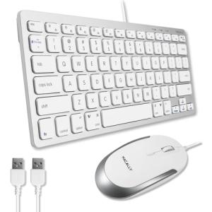 Macally USB Wired Keyboard and Mouse Combo for Mac and PC - Save Space with a Compact Small Apple Keyboard and Mouse for MacBook Pro/Air, iMac Mini/Pro