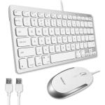 Macally USB Wired Keyboard and Mouse Combo for Mac and PC - Save Space with a Compact Small Apple Keyboard and Mouse for MacBook Pro/Air, iMac Mini/Pro