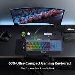 RK ROYAL KLUDGE RK61 Wired 60% Mechanical Gaming Keyboard Programmable QMK/VIA RGB Backlit 61 Keys Ultra-Compact Hot Swappable Brown Switch Black