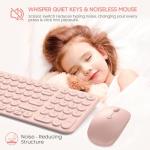 Wireless Keyboard and Mouse Combo 2.4GHz USB Ultra-Thin Cute Cordless Compact-Sized Silent Retro Computer Keyboard & Mouse Set for Office PC Computer,Laptop,Windows,Mac,Microsoft,Tablets(Peach Pink)